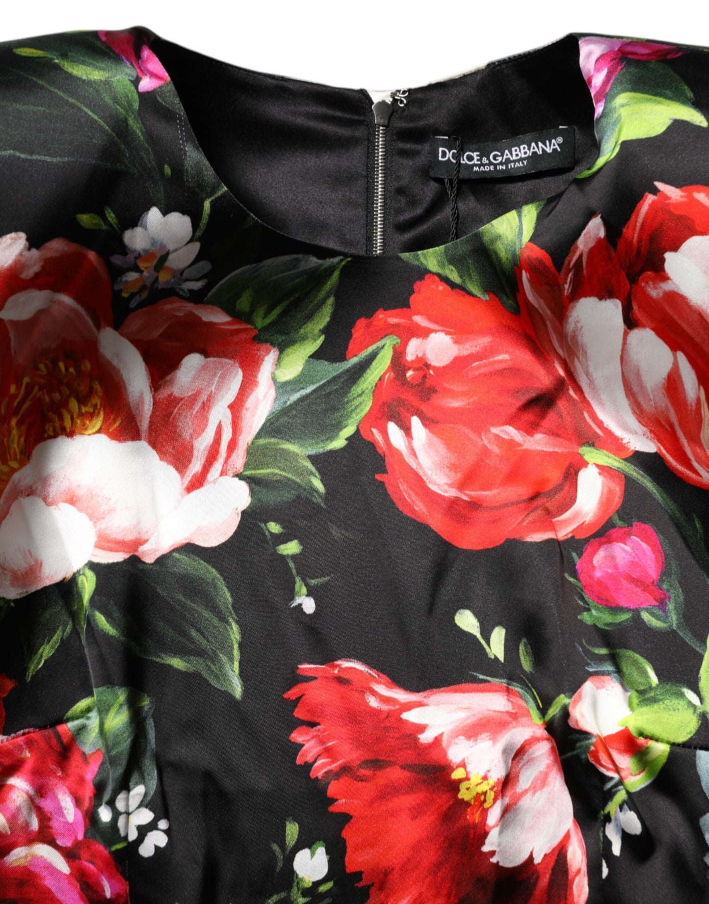 Robe moulante courte noire à fleurs peintes Dolce &amp; Gabbana