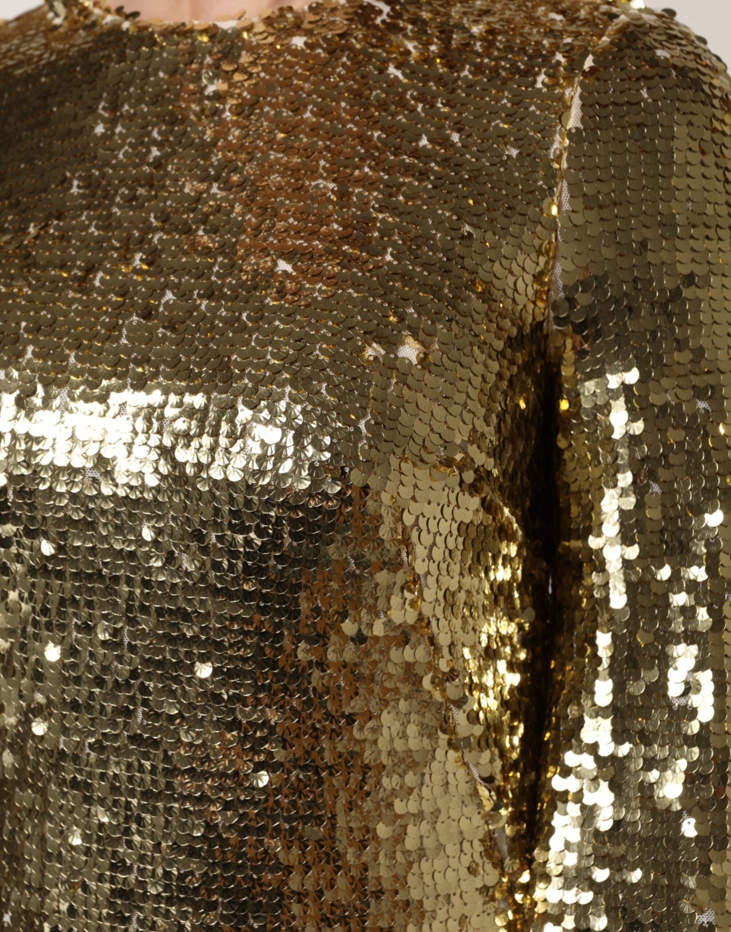 Mini-robe à manches longues et sequins dorés Dolce &amp; Gabbana