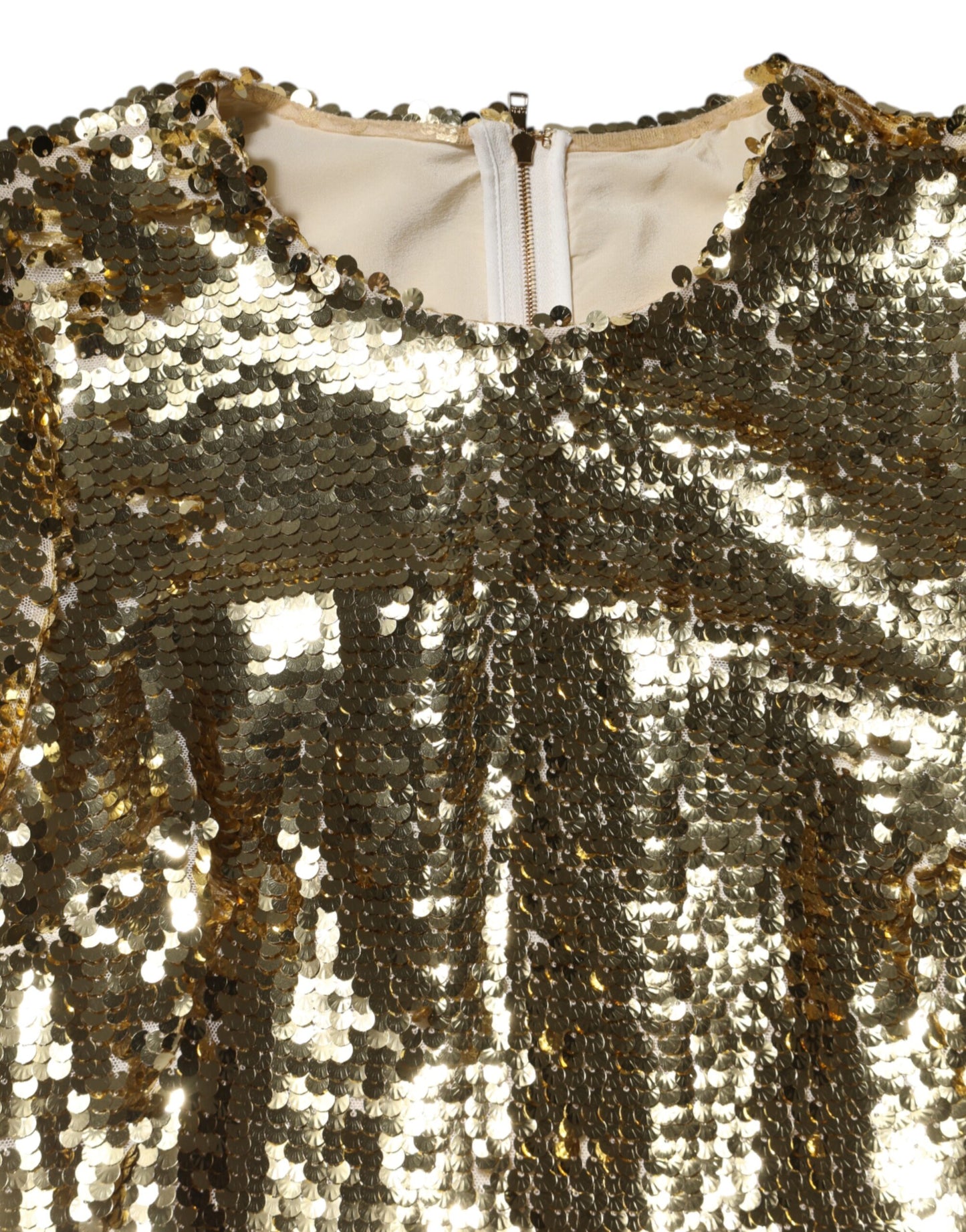 Mini-robe à manches longues et sequins dorés Dolce &amp; Gabbana