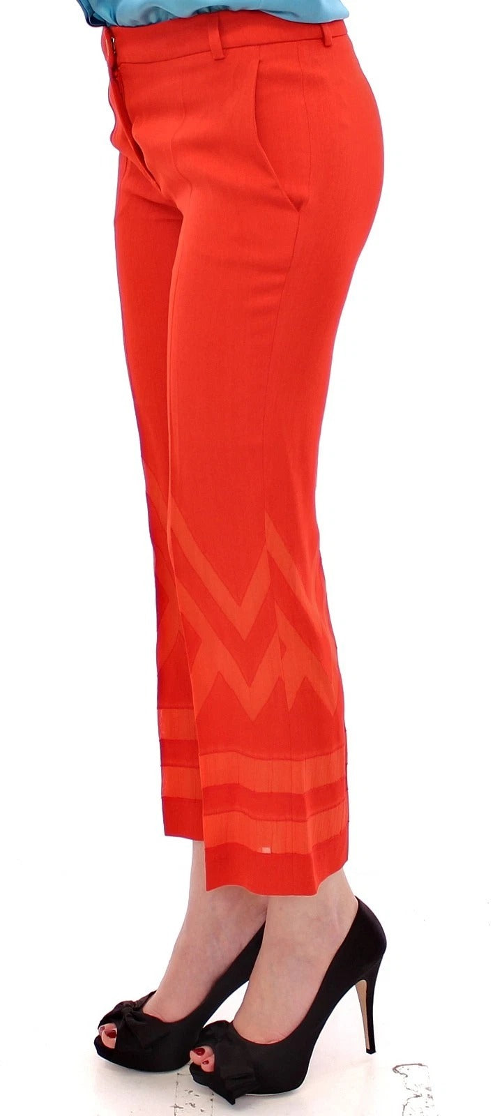 Versace Collection Rote Hose, verkürzte 3/4-Shorts, hautfarbene Caprihose