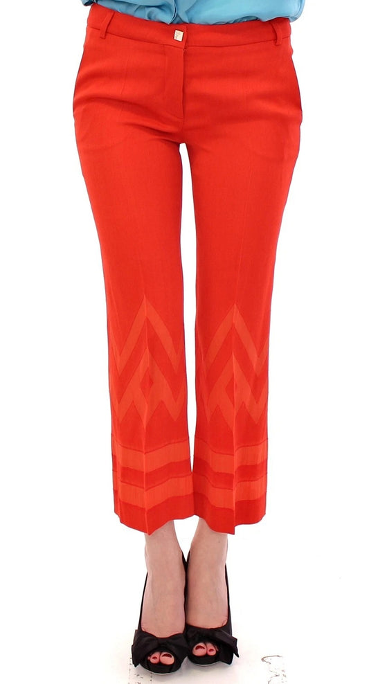 Versace Collection Rote Hose, verkürzte 3/4-Shorts, hautfarbene Caprihose