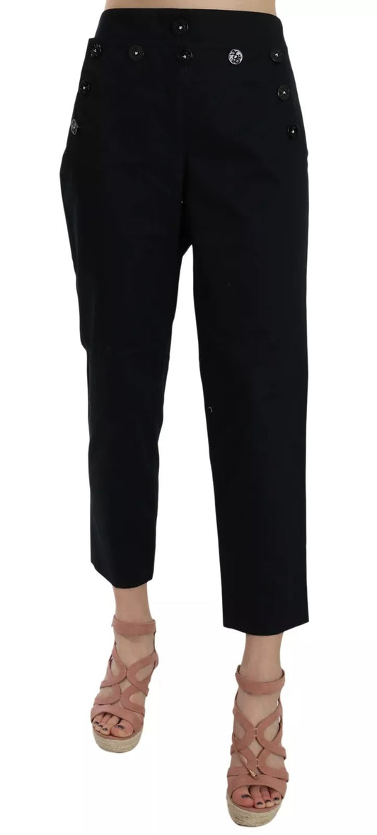 Pantalon court noir à boutons sur le devant Dolce &amp; Gabbana