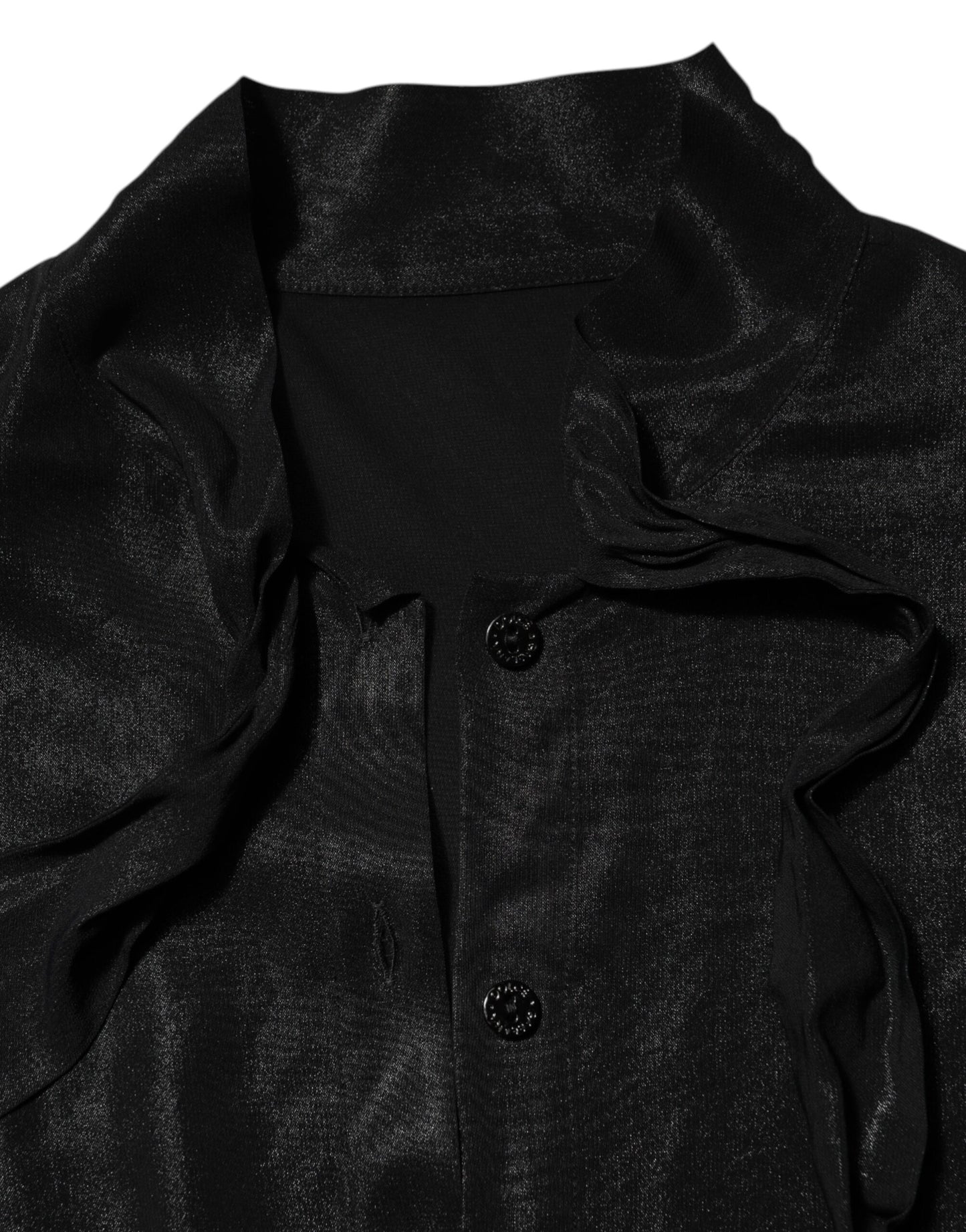 Chemisier à manches longues et col noué en viscose noire Dolce &amp; Gabbana