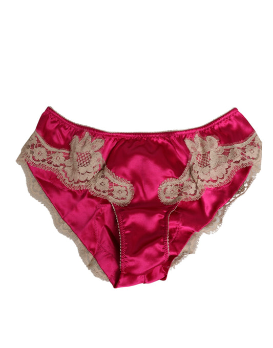 Sous-vêtements neufs Dolce &amp; Gabbana en satin de soie rose avec bordure en dentelle