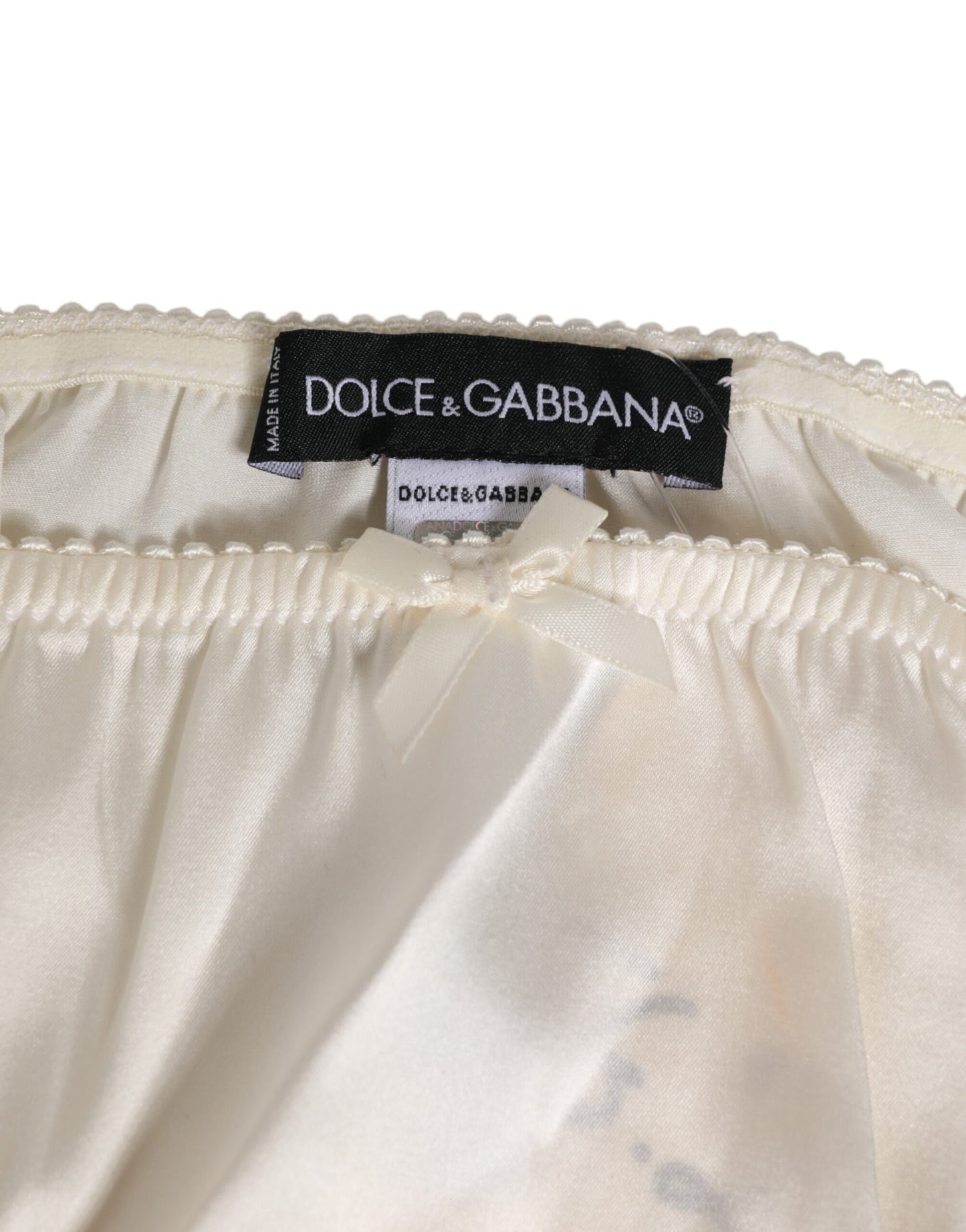 Dolce &amp; Gabbana Weiße Seidensatin-Dessous-Höschen-Unterwäsche