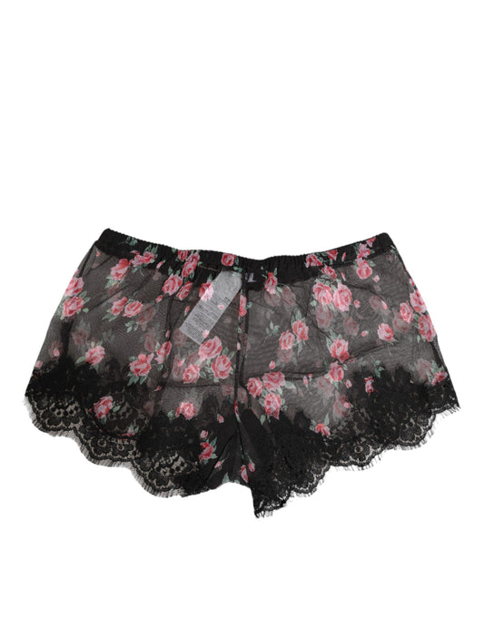 Sous-vêtements Dolce &amp; Gabbana en maille de dentelle florale noire et rose