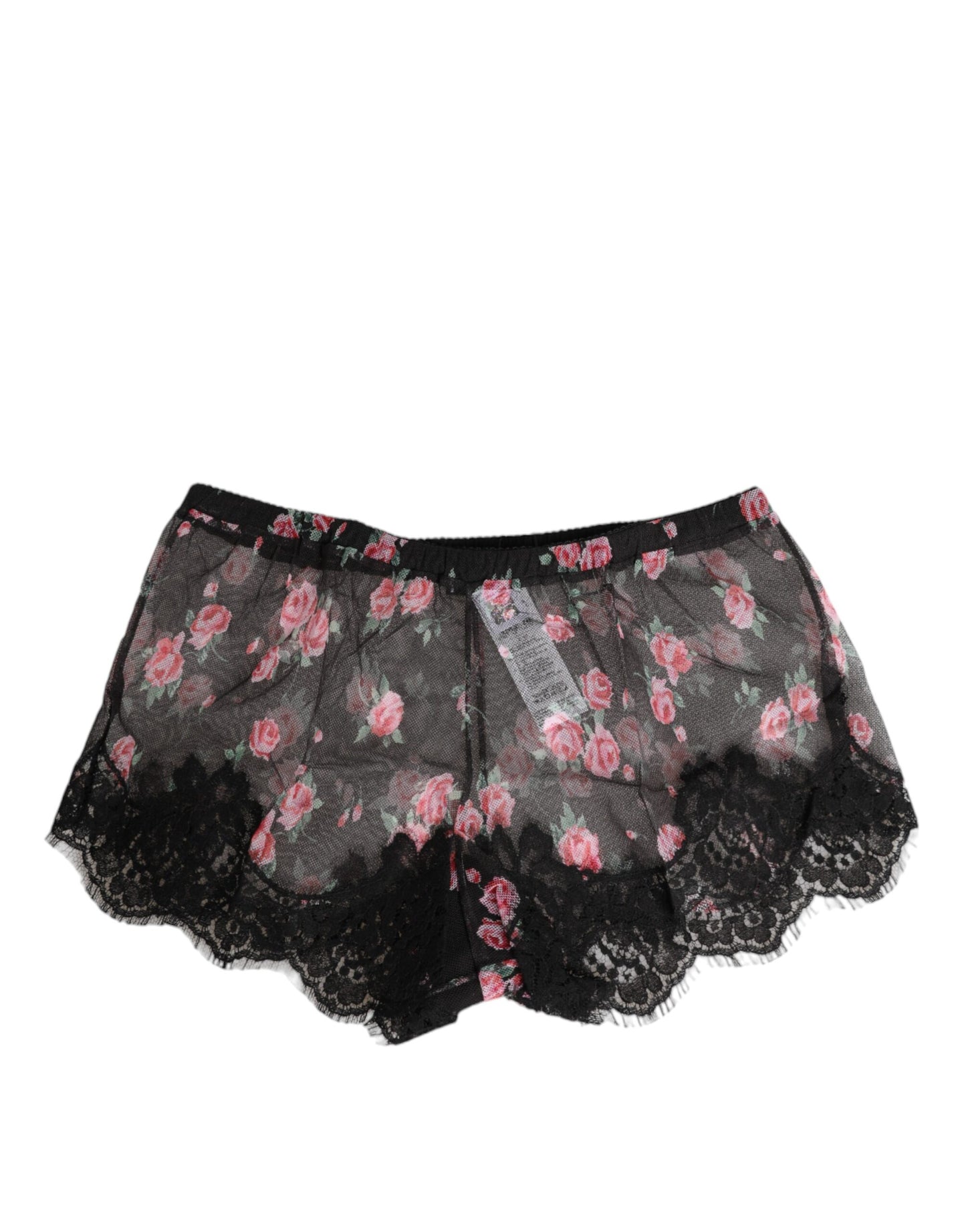 Sous-vêtements Dolce &amp; Gabbana en maille de dentelle florale noire et rose