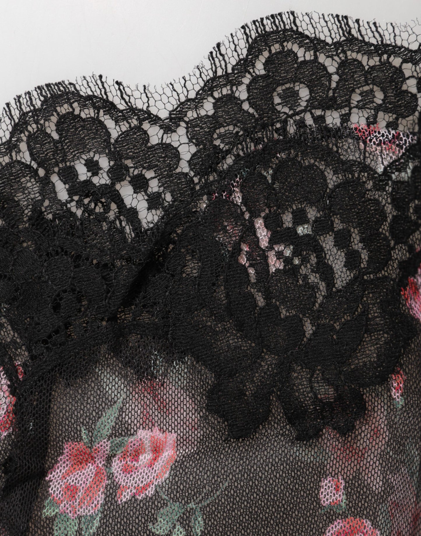 Sous-vêtements Dolce &amp; Gabbana en maille de dentelle florale noire et rose
