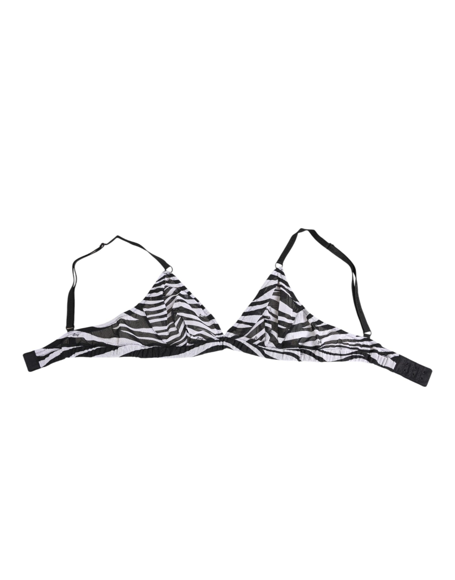 Dolce &amp; Gabbana - Sous-vêtements bralette en maille transparente à imprimé zèbre noir et blanc