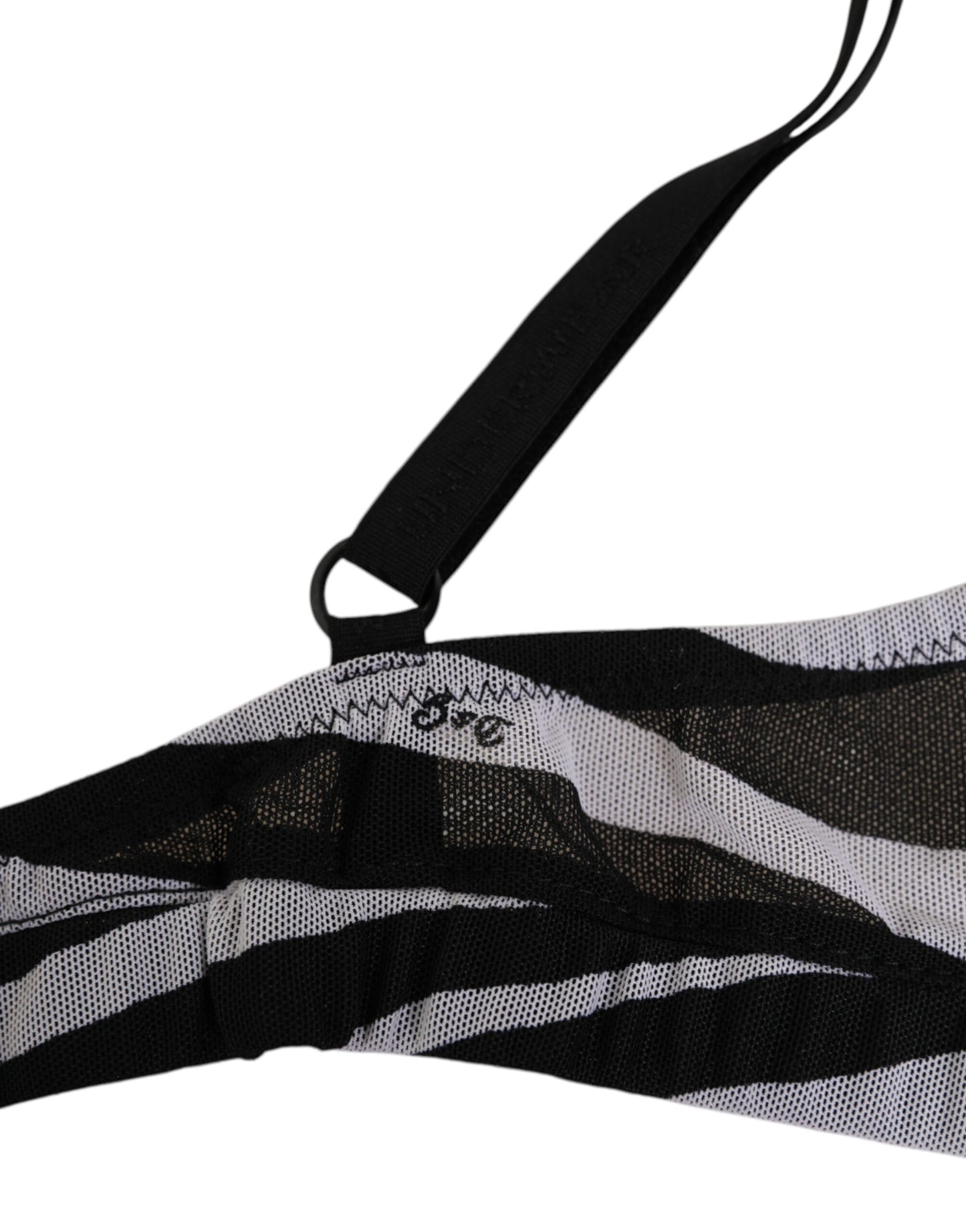 Dolce &amp; Gabbana - Sous-vêtements bralette en maille transparente à imprimé zèbre noir et blanc