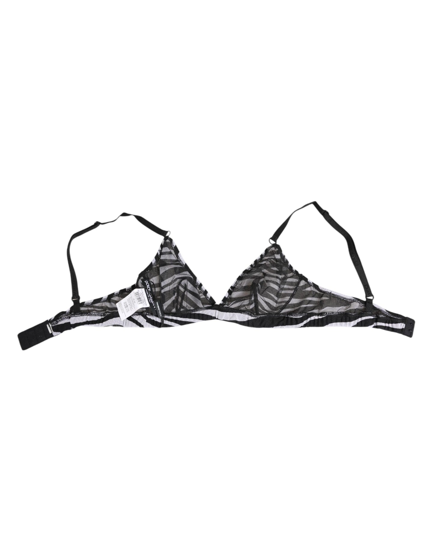 Dolce &amp; Gabbana - Sous-vêtements bralette en maille transparente à imprimé zèbre noir et blanc
