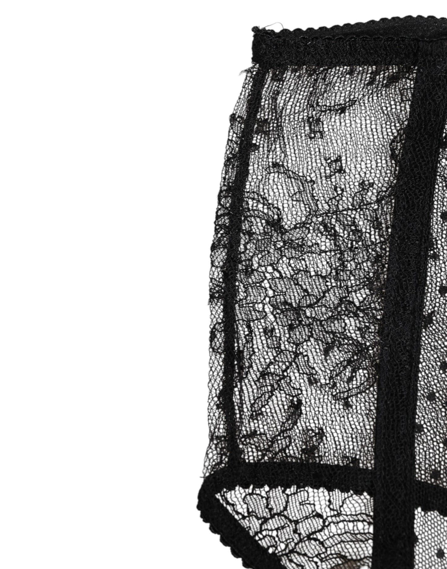 Sous-vêtements taille haute en dentelle noire transparente à pois Dolce &amp; Gabbana