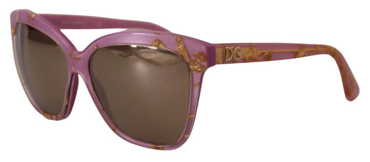 Lunettes de soleil rectangulaires à monture complète en or rose Dolce &amp; Gabbana DG4251