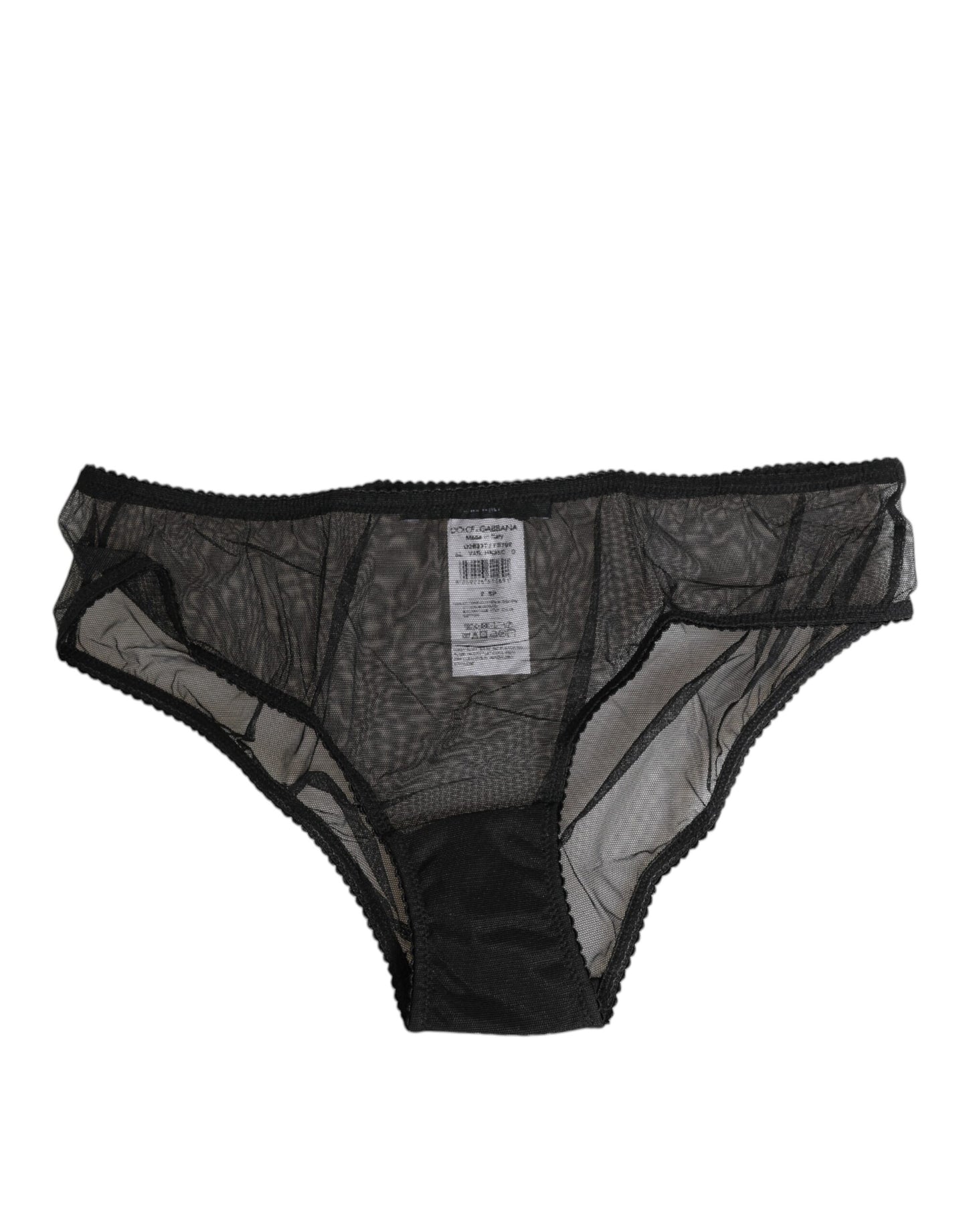 Dolce &amp; Gabbana - Culotte de bikini noire en dentelle transparente