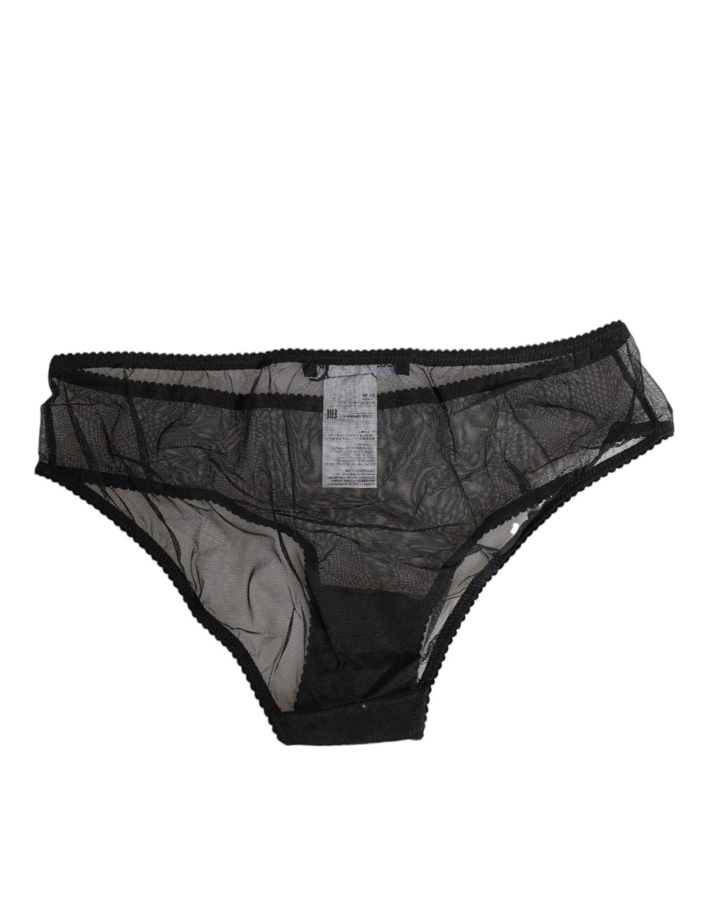 Dolce &amp; Gabbana - Culotte de bikini noire en dentelle transparente