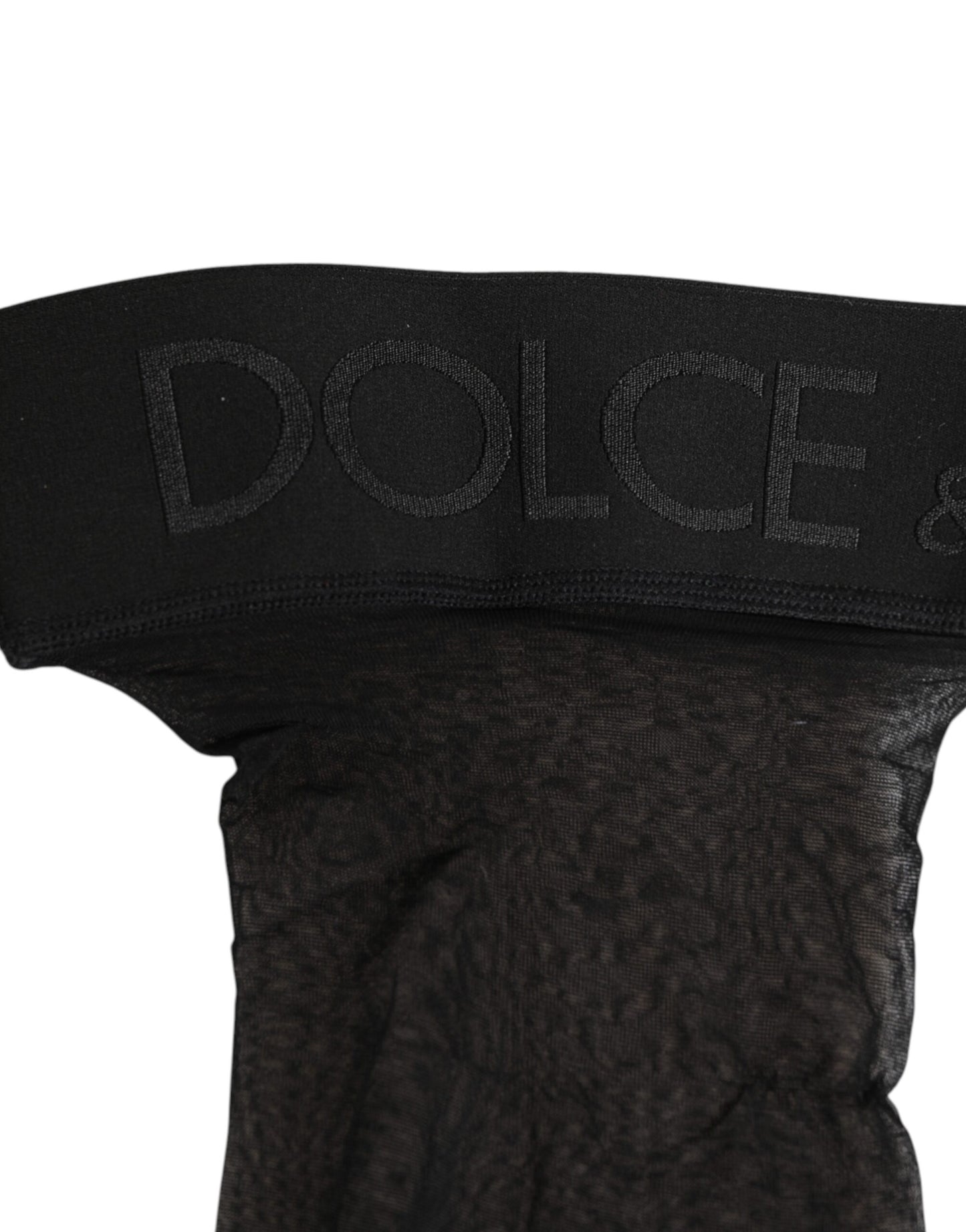 Chaussettes montantes en nylon transparent noir Dolce &amp; Gabbana avec bande logo