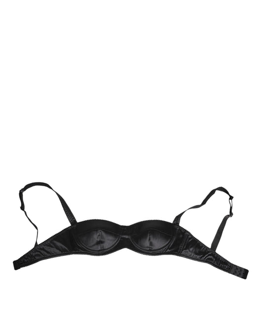 Soutien-gorge sans armatures en satin de soie noir Dolce &amp; Gabbana