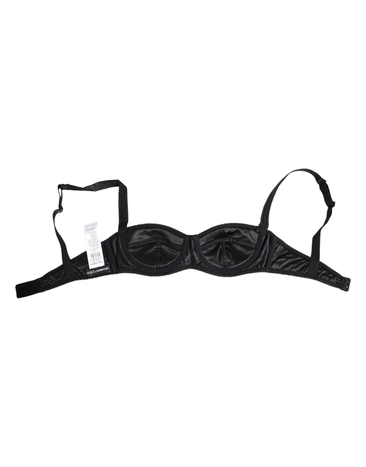 Soutien-gorge sans armatures en satin de soie noir Dolce &amp; Gabbana