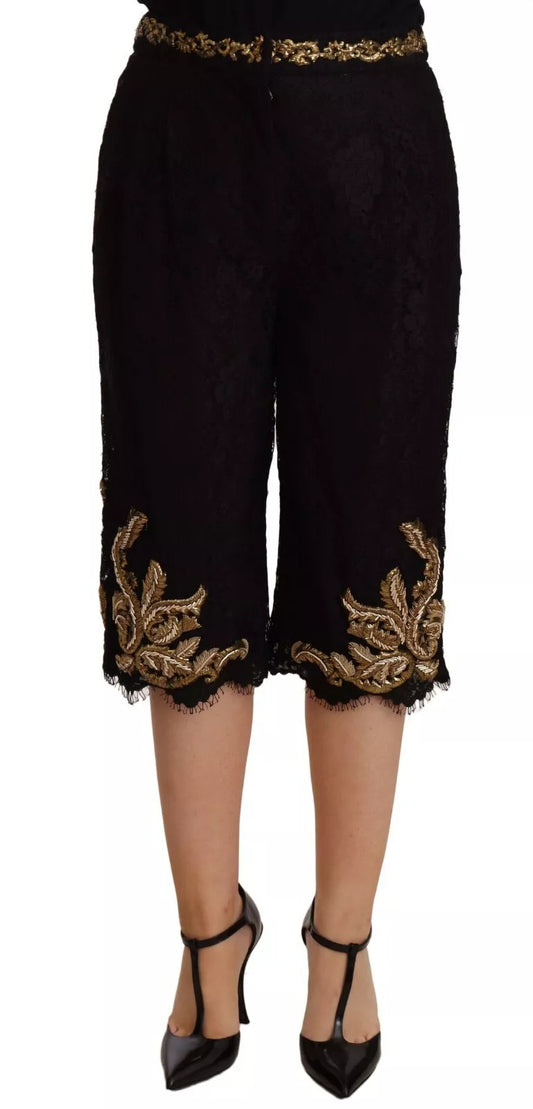 Short Dolce &amp; Gabbana en dentelle noire et or baroque PIÈCE SPÉCIALE