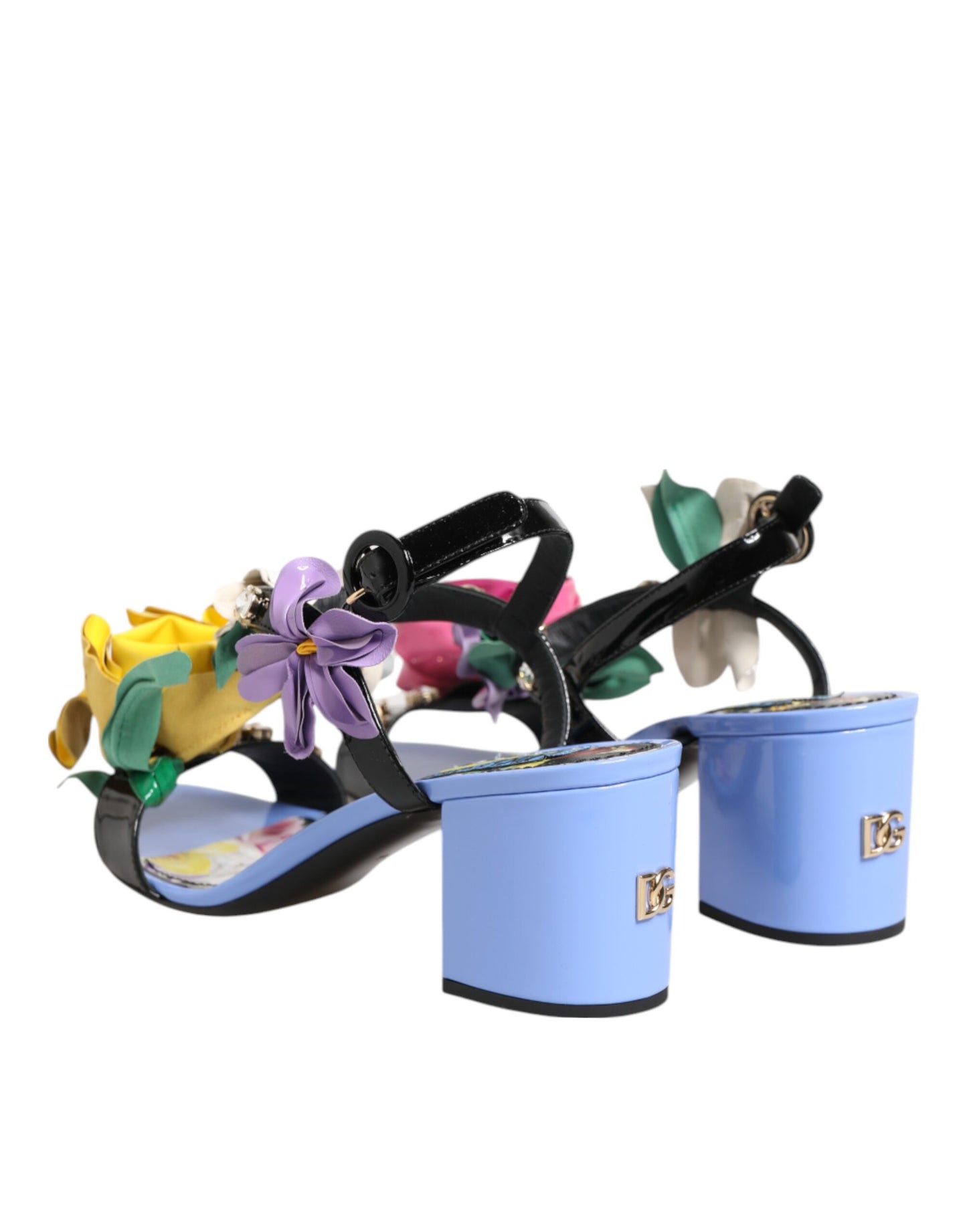 Dolce &amp; Gabbana Sandalen mit mehrfarbigen Blumenapplikationen und Kristallen