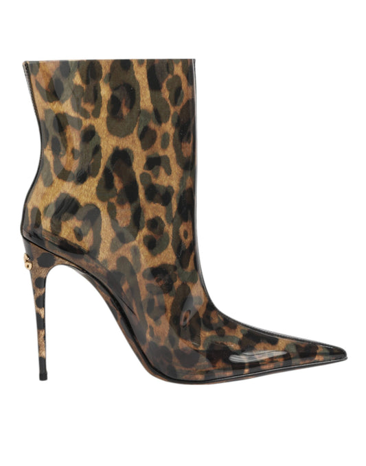 Dolce &amp; Gabbana – Stiefel aus PVC mit spitzer Zehenpartie und Leopardenmuster