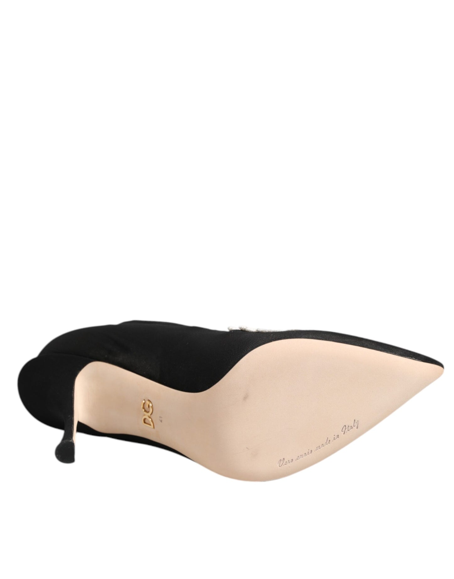 Bottes à talons aiguilles Dolce &amp; Gabbana en jersey brodé noir et blanc