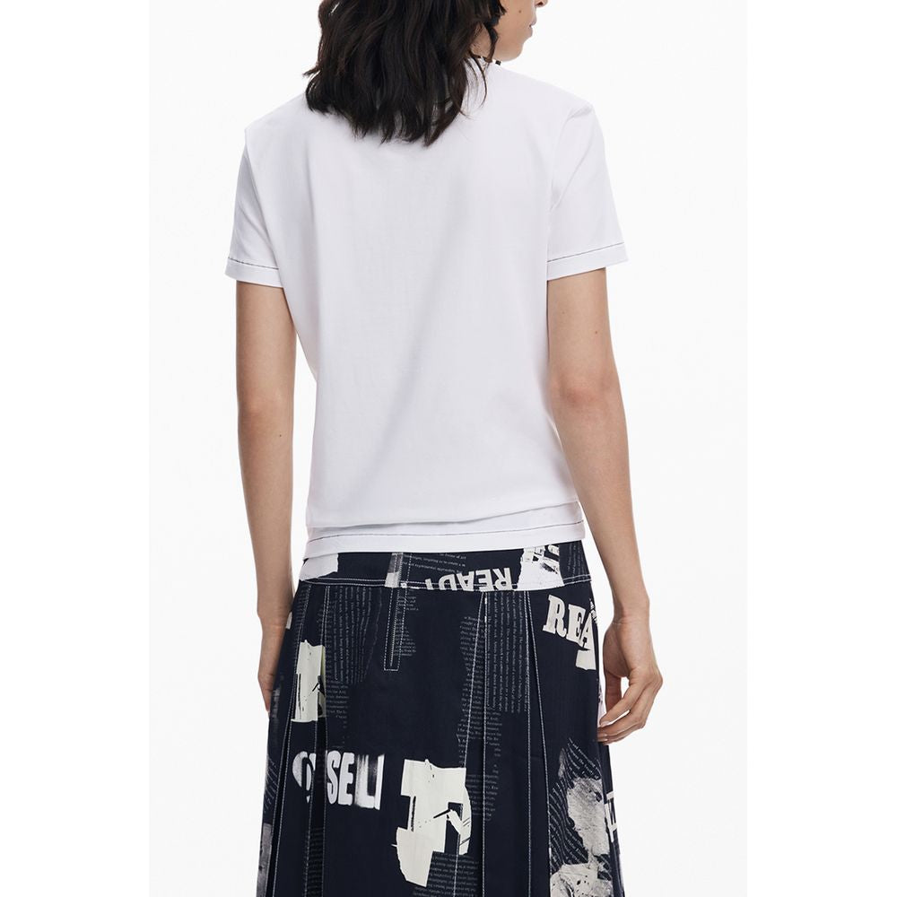 T-shirt femme en coton blanc Desigual