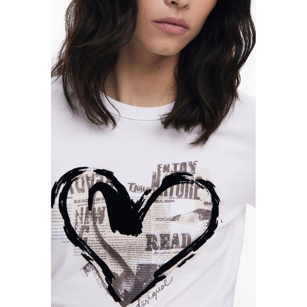 T-shirt femme en coton blanc Desigual