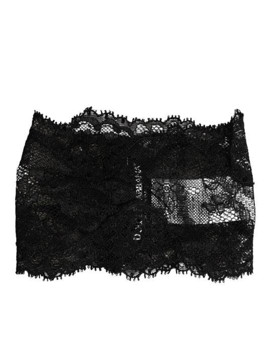 Dolce &amp; Gabbana Haut bustier bandeau en dentelle noire Sous-vêtements extensibles transparents