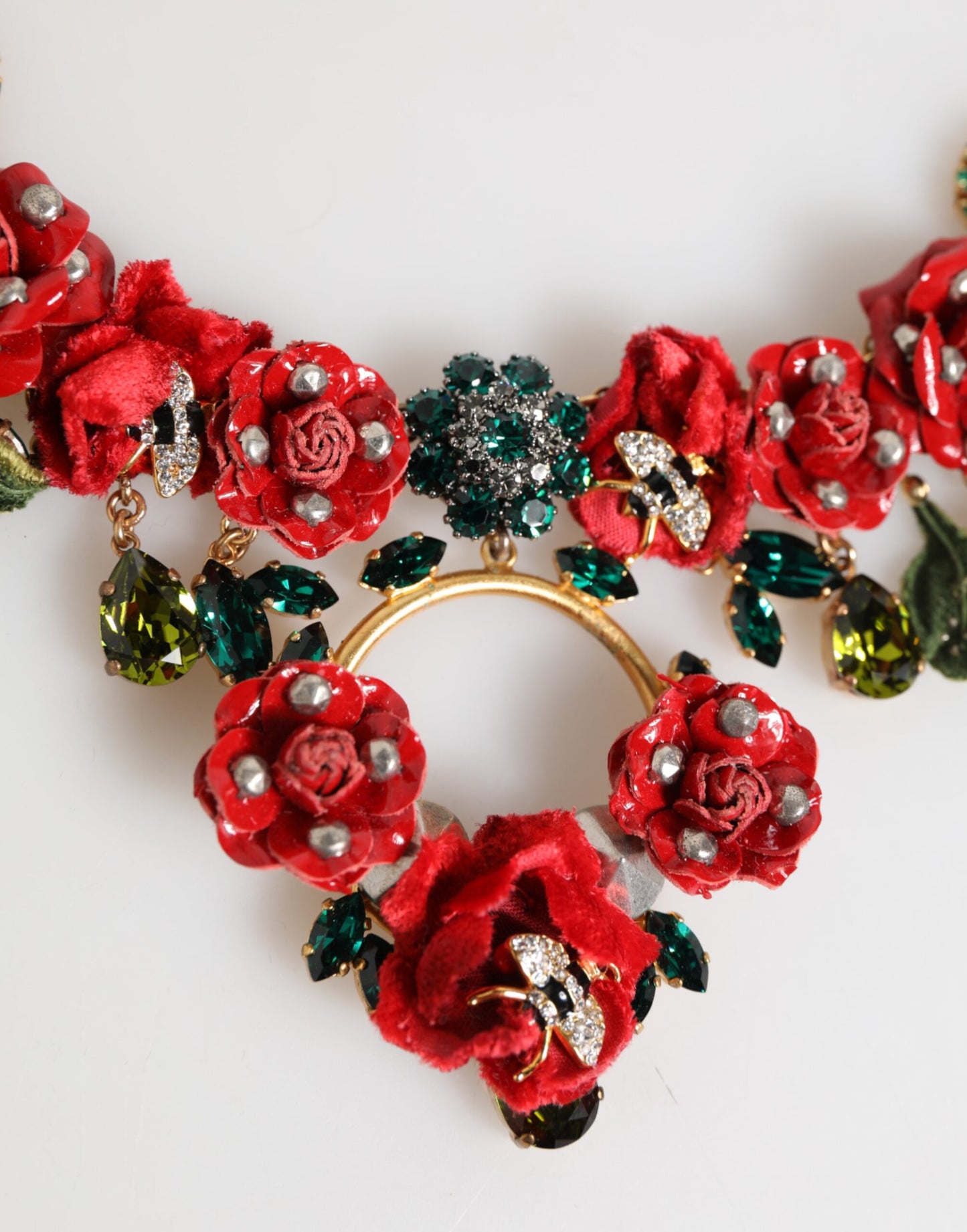 Dolce &amp; Gabbana – Statement-Halskette mit roten Rosen und Blumenkristallen