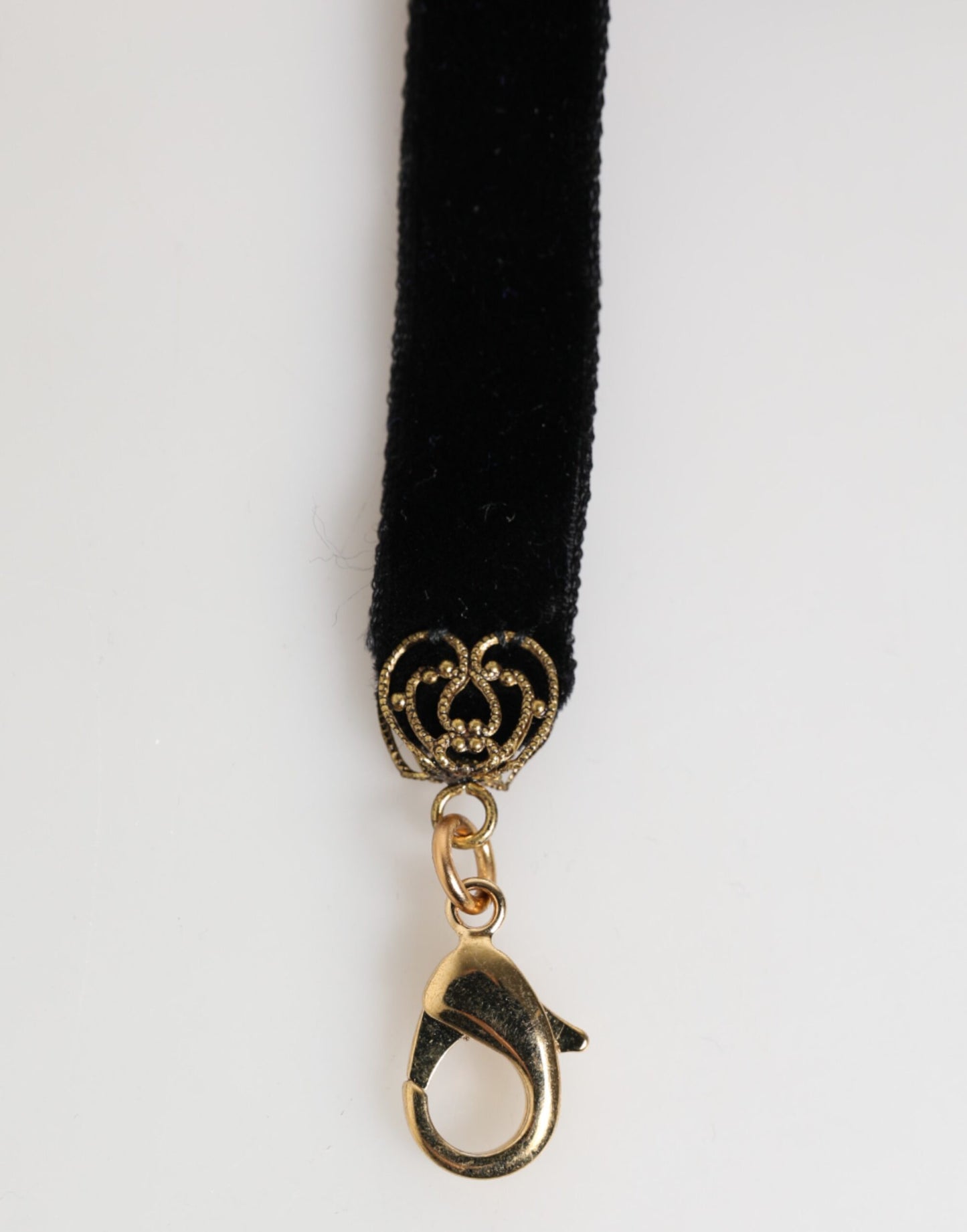 Collier ras du cou en velours à appliqués floraux bleus Dolce &amp; Gabbana avec perles en cristal