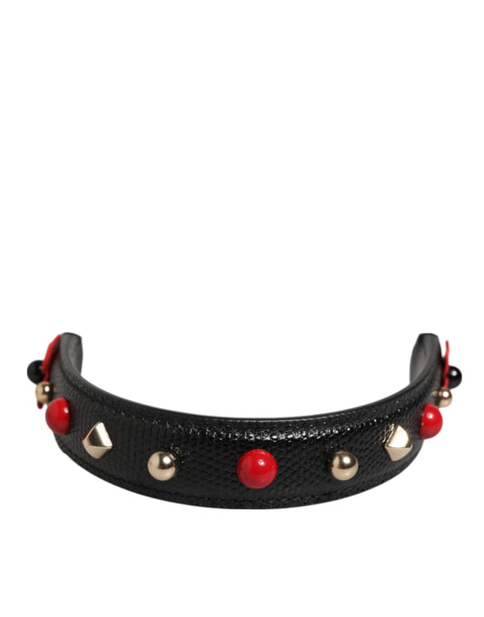 Bandoulière pour sac à main Dolce &amp; Gabbana en cuir noir orné