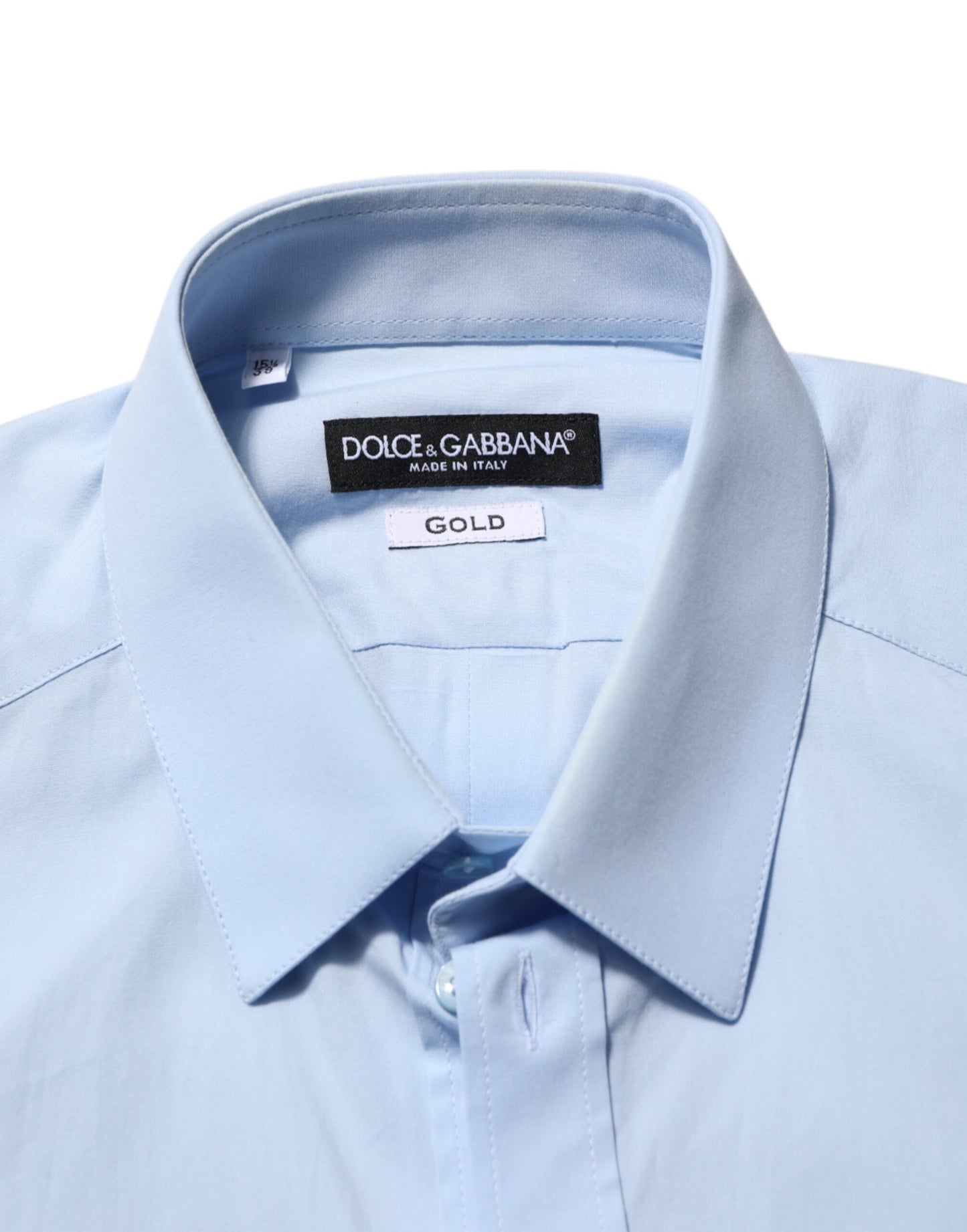 Dolce & Gabbana Light Blue Cotton GOLD Formal Men Dress Shirt