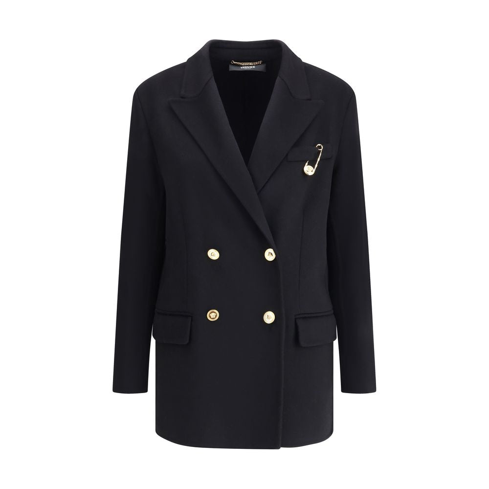 Manteau croisé en laine et cachemire Versace