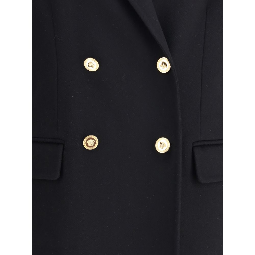Manteau croisé en laine et cachemire Versace