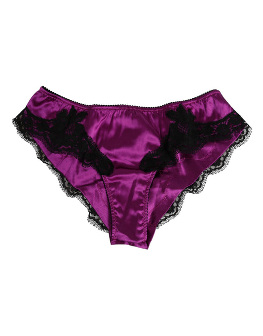 Culotte en satin de soie violet Dolce &amp; Gabbana en dentelle florale