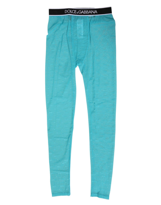 Dolce &amp; Gabbana Leggings en dentelle bleu clair avec logo en nylon Sous-vêtements