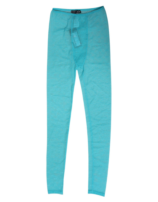 Dolce &amp; Gabbana Leggings en dentelle bleu clair avec logo en nylon Sous-vêtements
