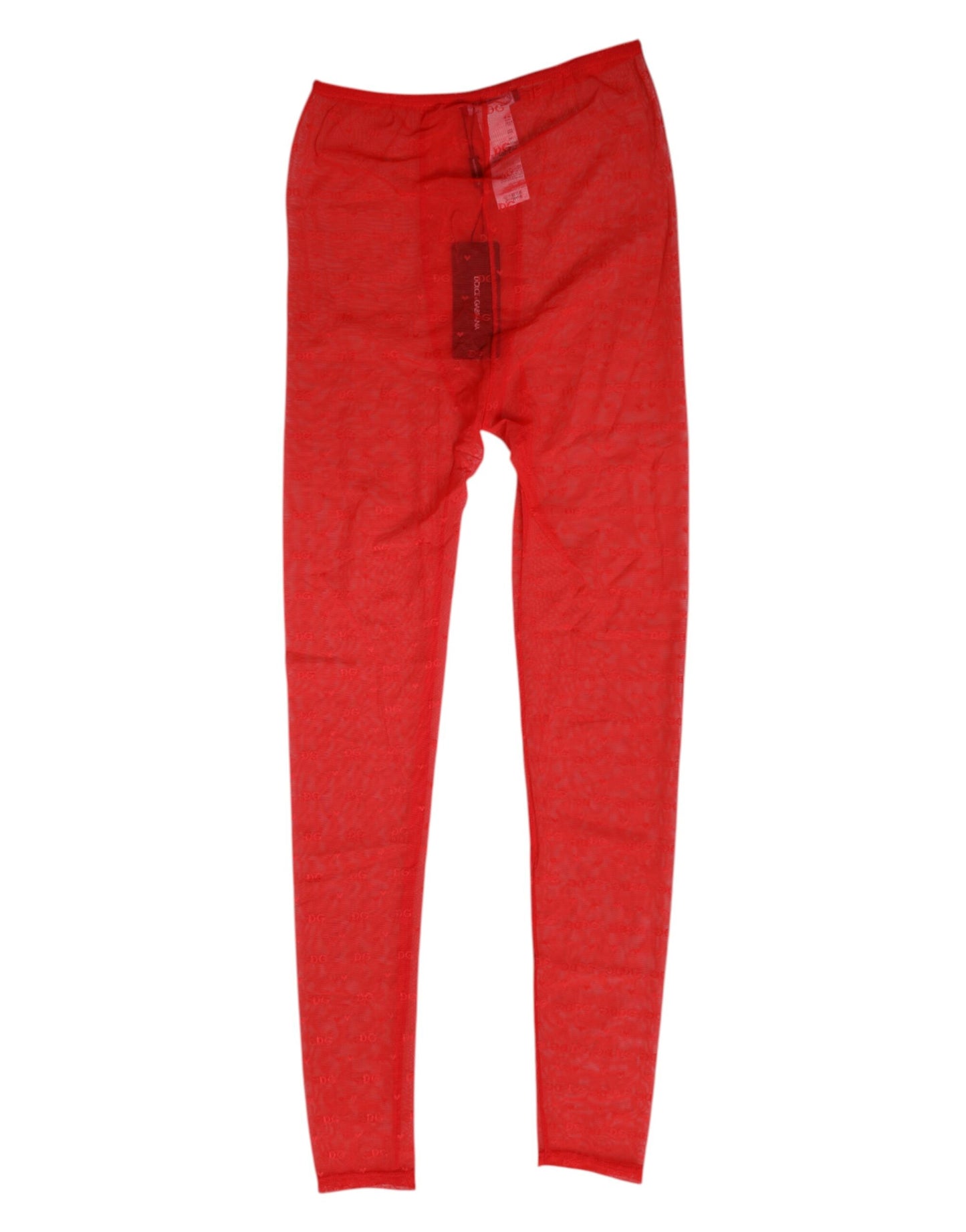 Dolce &amp; Gabbana Leggings en dentelle et nylon rouge avec logo