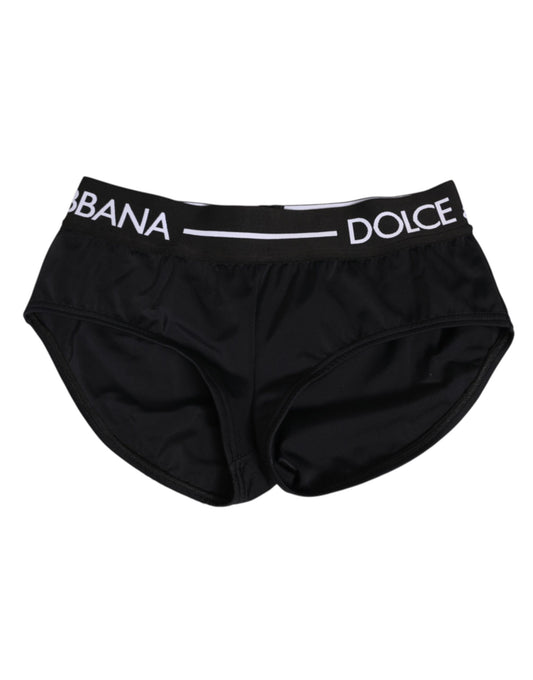 Dolce & Gabbana Black Nylon Logo Waistband Shorts Underwear