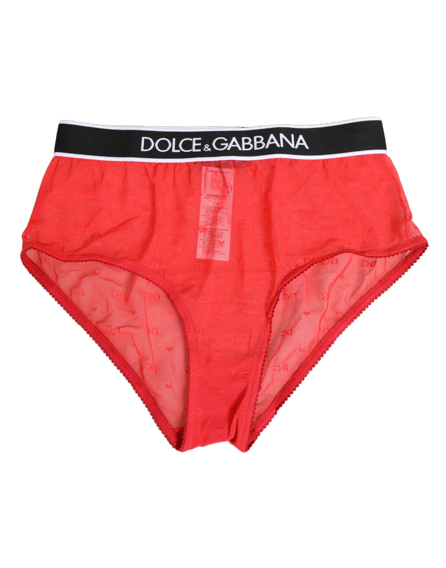Culotte taille basse Dolce &amp; Gabbana en nylon rouge avec logo