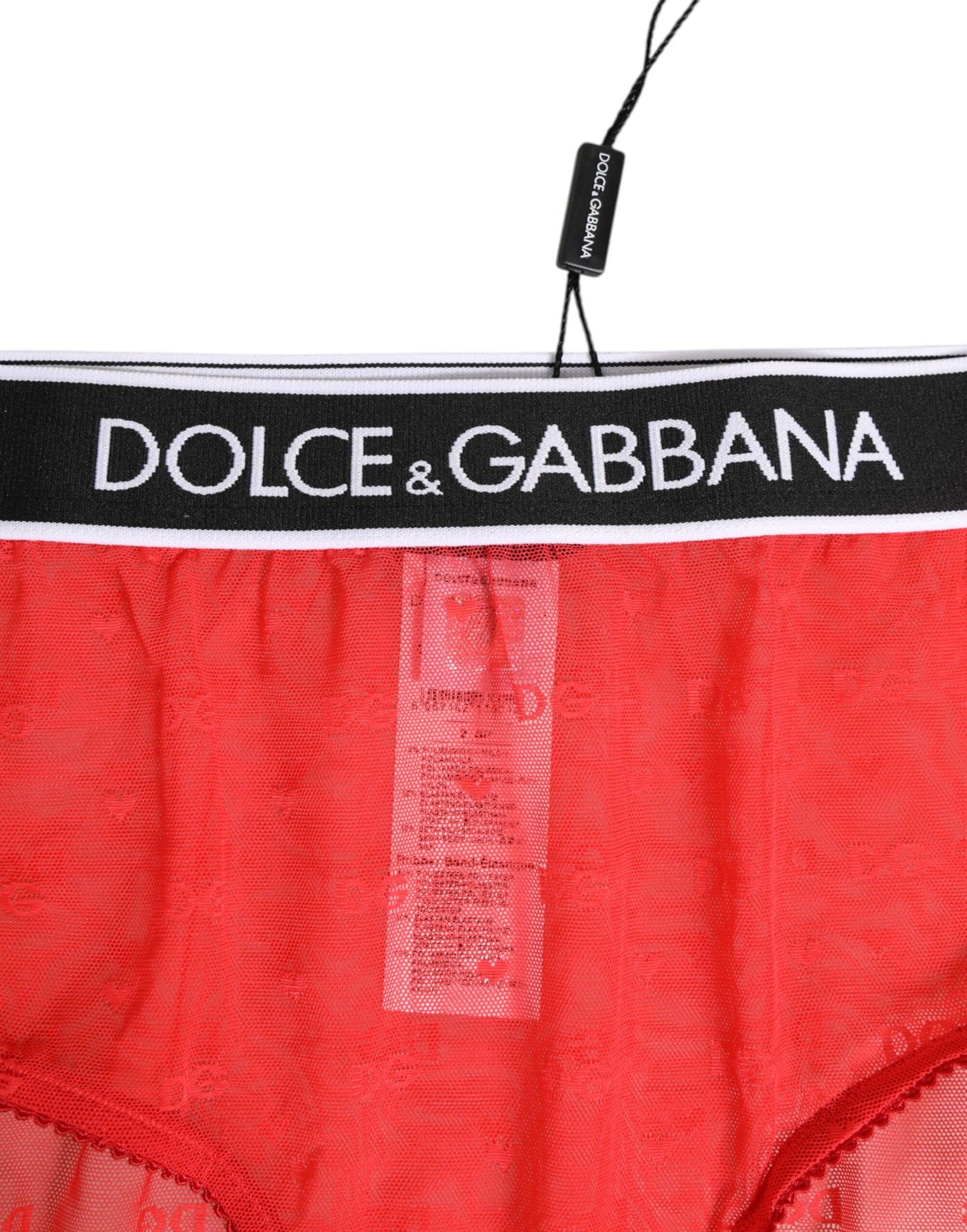 Culotte taille basse Dolce &amp; Gabbana en nylon rouge avec logo