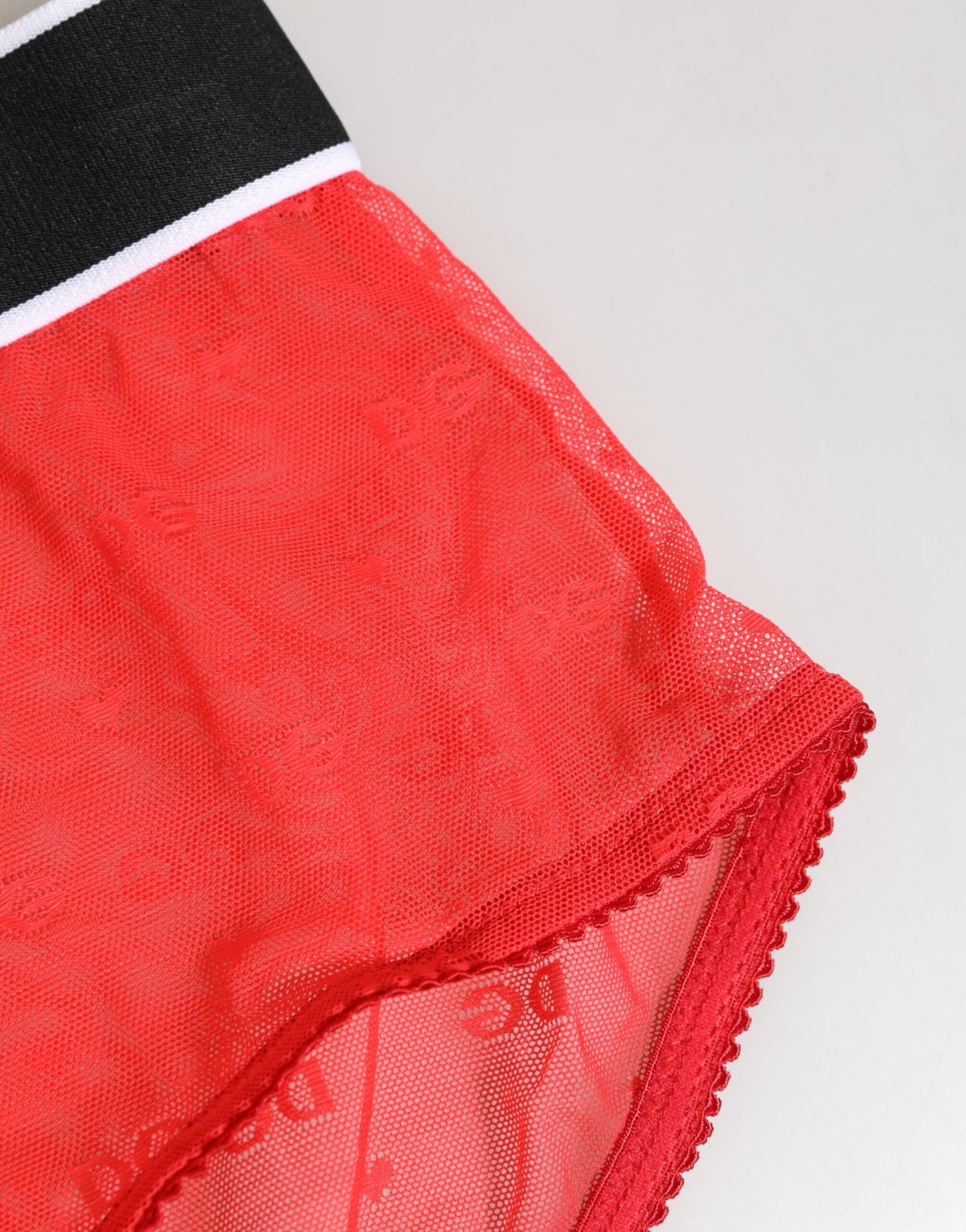 Culotte taille basse Dolce &amp; Gabbana en nylon rouge avec logo