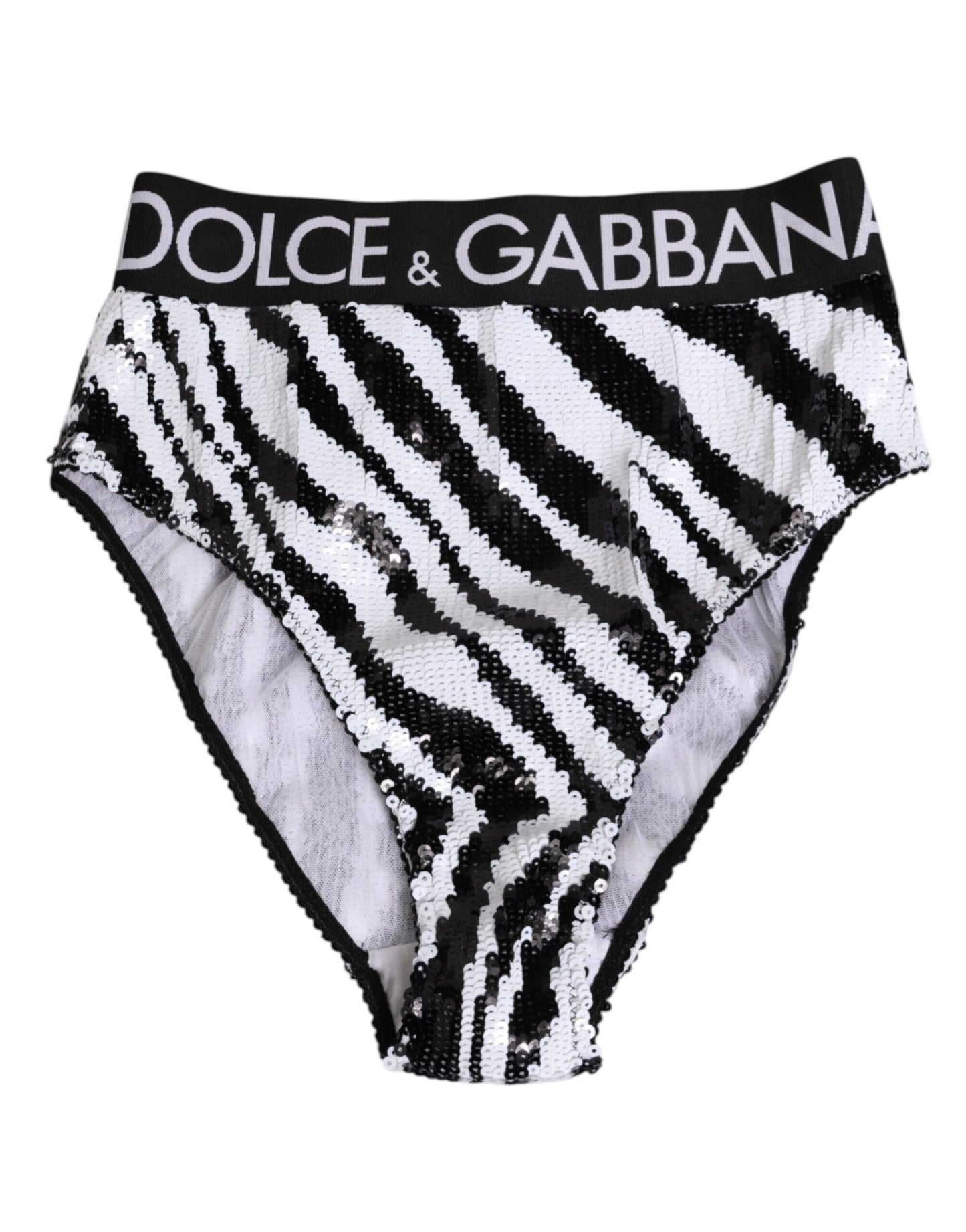 Dolce &amp; Gabbana – Hoch taillierte Slip-Unterwäsche mit schwarzen und weißen Streifen