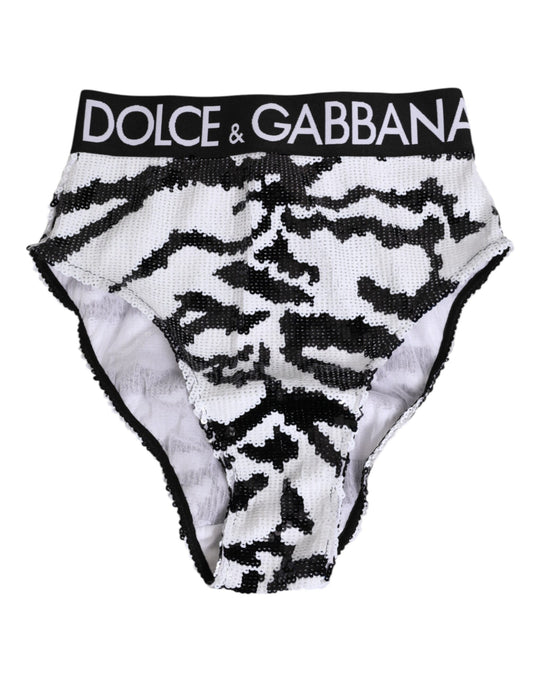 Culotte taille haute à sequins noirs et blancs Dolce &amp; Gabbana