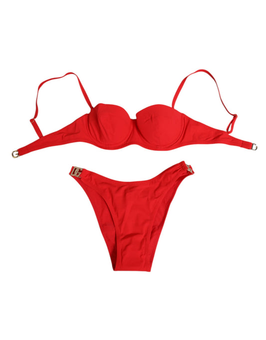 Maillot de bain 2 pièces Dolce &amp; Gabbana en nylon rouge, haut et bas