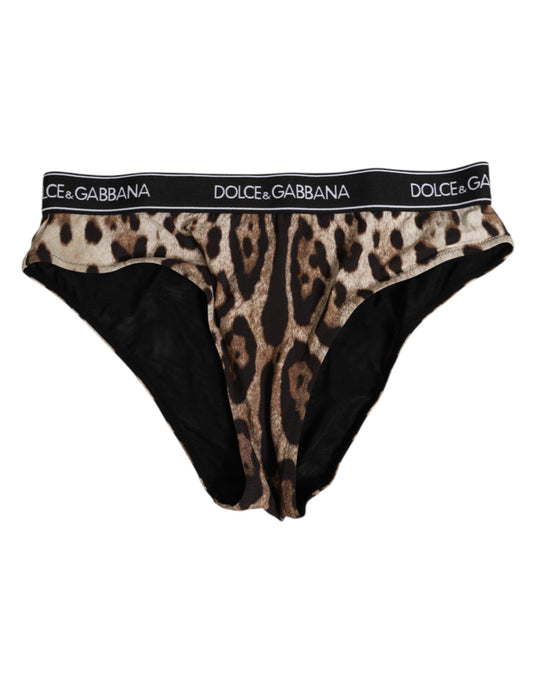 Culotte taille haute en nylon léopard marron Dolce &amp; Gabbana