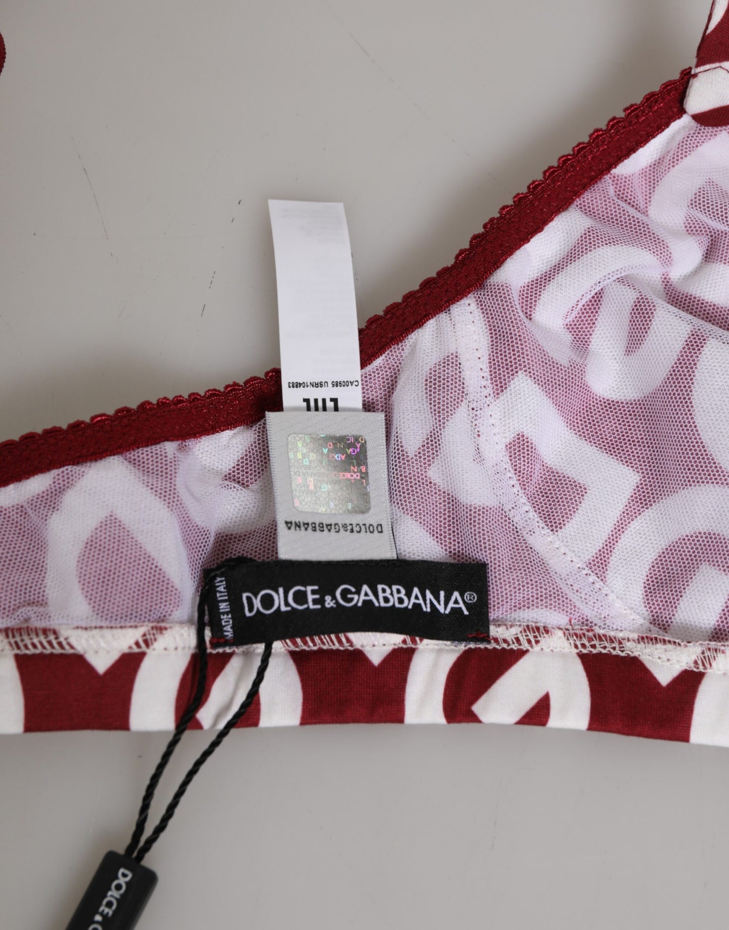 Dolce & Gabbana Red White Logo Mania Soft Cup Bra Underwear