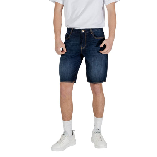 Armani Exchange Blue Cotton Bermuda Shorts