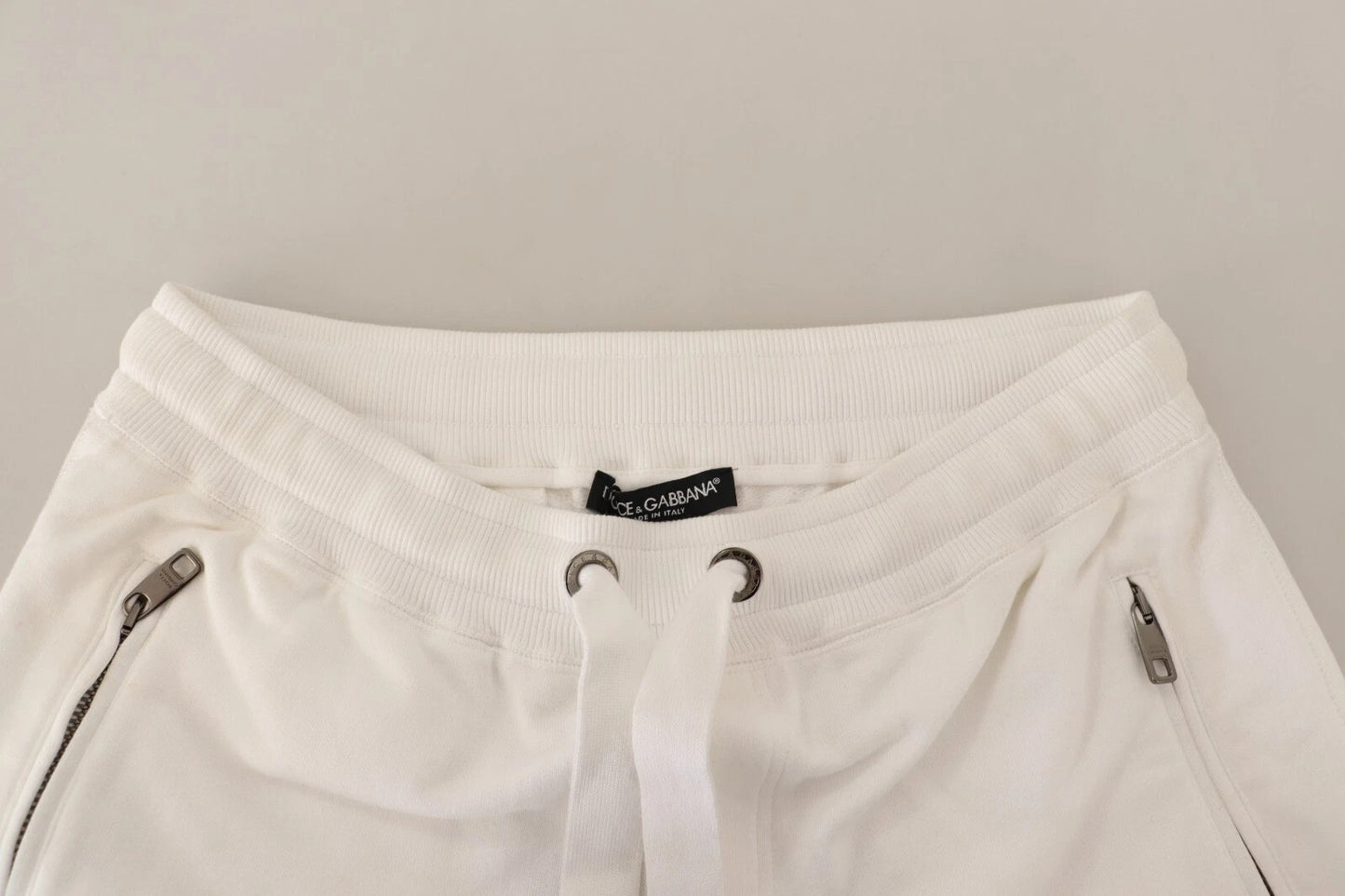 Dolce & Gabbana White Cotton Logo Patch Sweatpants Jogging Pants